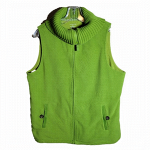 Lands'End warm bright green fleece vest large, perfect for fall hikes